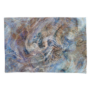 Blue Grey Fluid Marbling Illustration Pillowcase