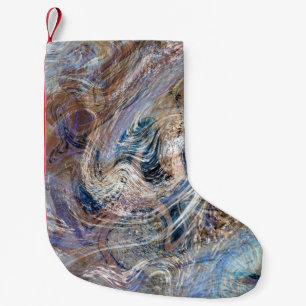 Blue Grey Fluid Marbling Illustration Small Christmas Stocking