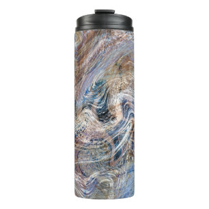 Blue Grey Fluid Marbling Illustration Thermal Tumbler