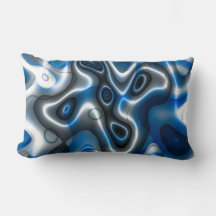 Blue/Grey Fractal Art Lumbar Throw Pillow