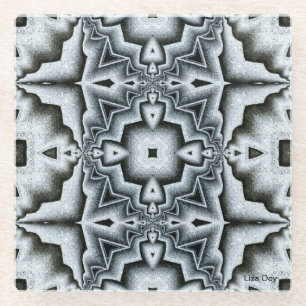 Blue-grey Geometric Abstract Glass Coaster