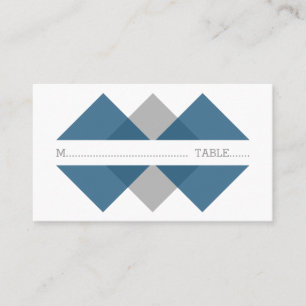 Blue Grey Geometric Triad Place Card