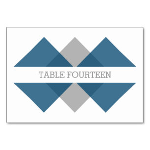 Blue Grey Geometric Triad Table Card