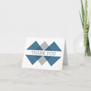 Blue Grey Geometric Triad Thank You Card