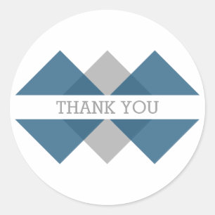 Blue Grey Geometric Triad Thank You Stickers