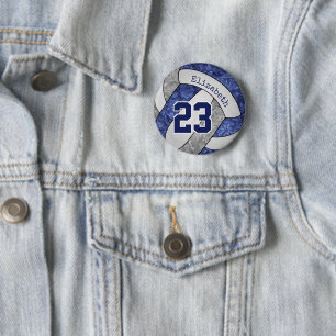 blue grey girls volleyball team jersey number 6 cm round badge