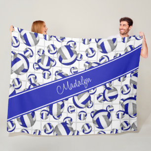 blue grey girly team colours volleyballs net accen fleece blanket