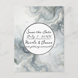 Blue Grey & Gold Beachy Watercolor Beach Save Date Announcement Postcard