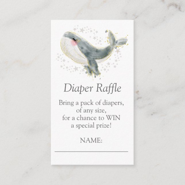  Blue Grey Gold Cute Whale Books for Baby Shower Enclosure Card (Front)