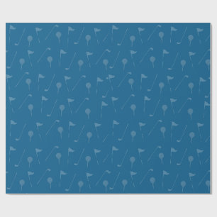 Blue Grey Golf Ball Pattern Wrapping Paper
