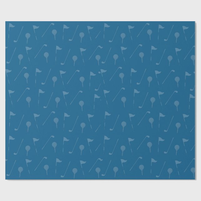 Blue Grey Golf Ball Pattern Wrapping Paper (Flat)