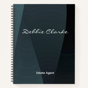 Blue grey gradient waves pattern notebook