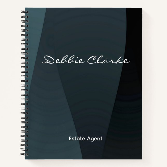 Blue grey gradient waves pattern notebook (Front)