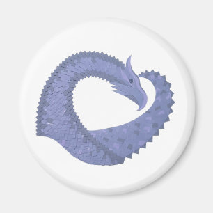 Blue-grey heart dragon on white magnet