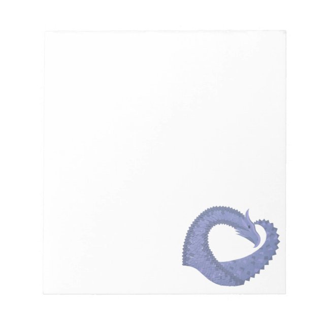 Blue-grey heart dragon on white notepad (Front)