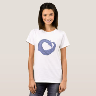 Blue-grey heart dragon on white T-Shirt