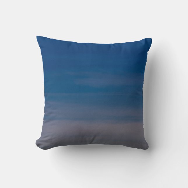 Blue Grey Horizontal Striped Sky Nature Cushion (Front)