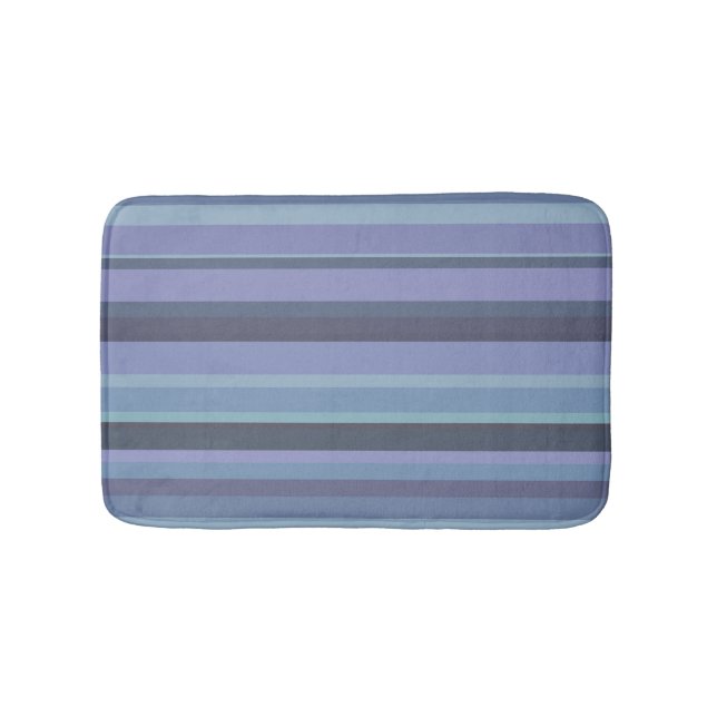 Blue-grey horizontal stripes bath mat (Front)