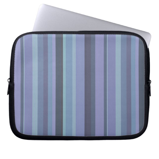 Blue-grey horizontal stripes laptop sleeve (Front)