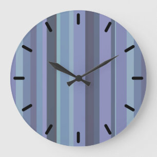 Blue-grey horizontal stripes large clock