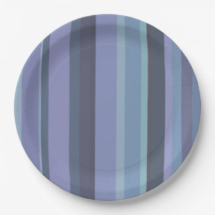 Blue-grey horizontal stripes paper plate