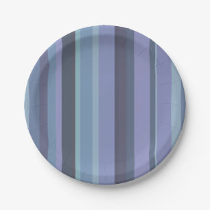 Blue-grey horizontal stripes paper plate