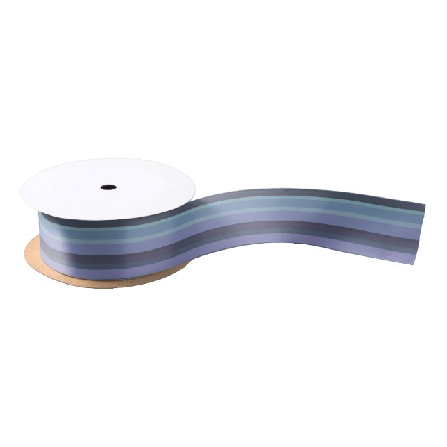 Blue-grey horizontal stripes satin ribbon (Spool)