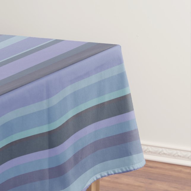 Blue-grey horizontal stripes tablecloth (In Situ)