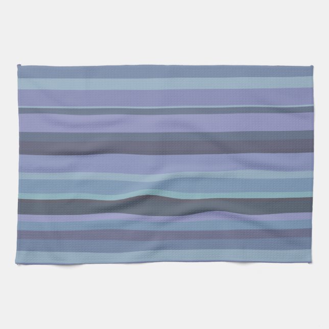 Blue-grey horizontal stripes tea towel (Horizontal)