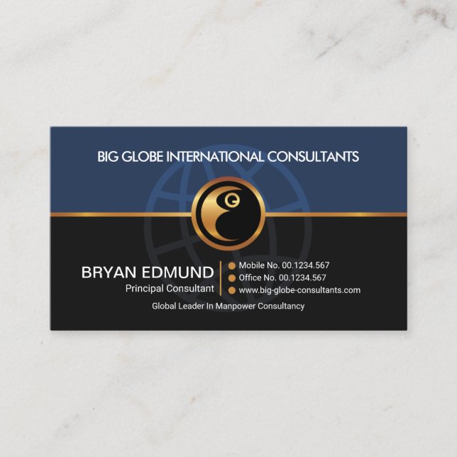 Blue Grey Layers Gold Line Motivational Trainer Business Card (Front)