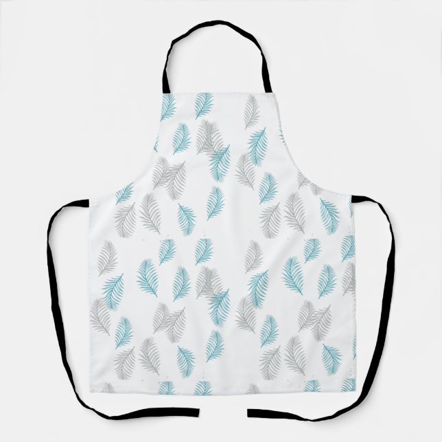 Blue & Grey Leaves Pattern  Apron (Front)