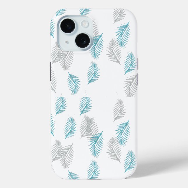 Blue & Grey Leaves Pattern  Case-Mate iPhone Case (Back)