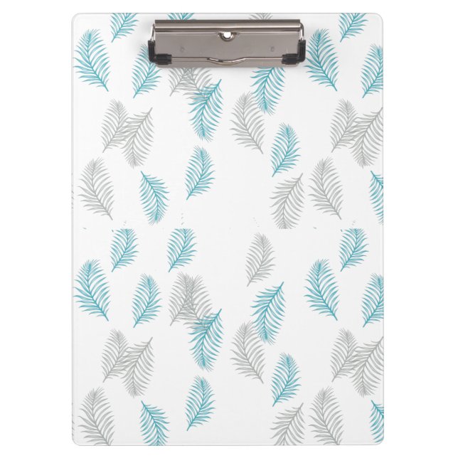Blue & Grey Leaves Pattern  Clipboard (Front)