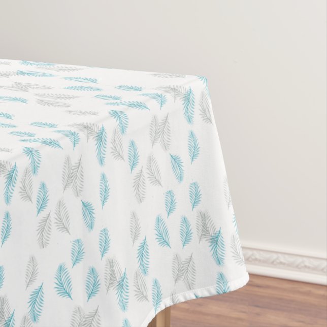 Blue & Grey Leaves Pattern  Tablecloth (In Situ)