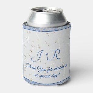 Blue & Grey Marble Monogramed Can Cooler