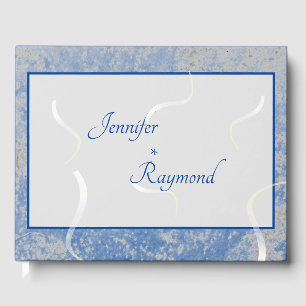 Blue & Grey Marble Monogramed Guest Book