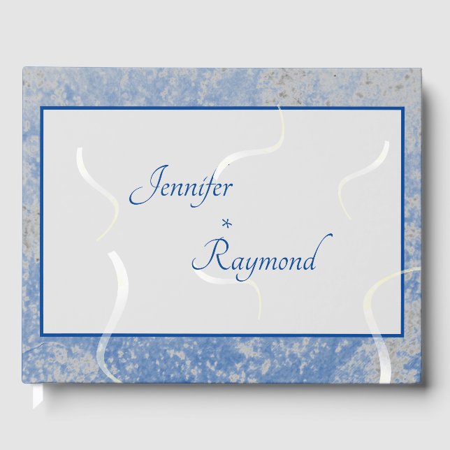 Blue & Grey Marble Monogramed Guest Book (Front)
