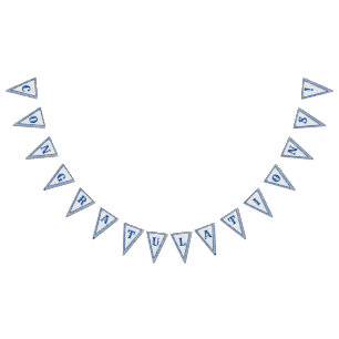 Blue & Grey Marble Monogramed Wedding Bunting