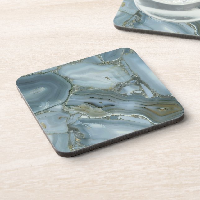 Blue Grey Marble with Gold Vein Coaster (Left Side)