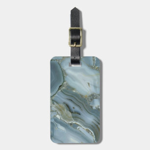 Blue Grey Marble with Gold Vein Luggage Tag