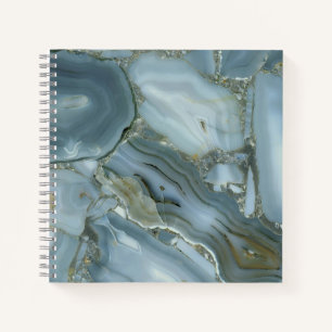 Blue Grey Marble with Gold Vein Notebook