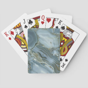 Blue Grey Marble with Gold Vein Playing Cards