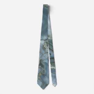 Blue Grey Marble with Gold Vein Tie