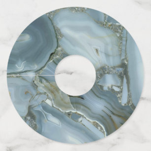 Blue Grey Marble with Gold Vein Wine Glass Tag