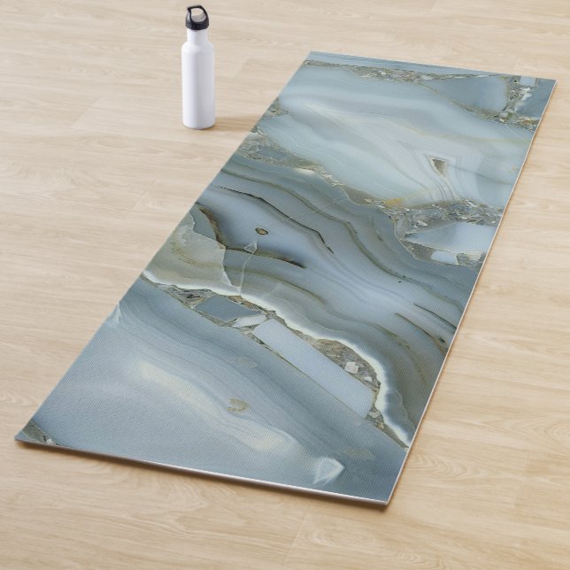 Blue Grey Marble with Gold Vein Yoga Mat (In Situ)