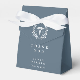 Blue-Grey MD Doctor+Caduceus Graduation Favour Box