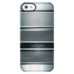 Blue Grey Metallic Design-Monogram Clear iPhone SE/5/5s Case