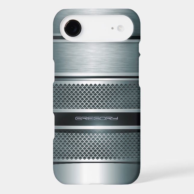 Blue Grey Metallic Stripes Background Case-Mate iPhone Case (Back)