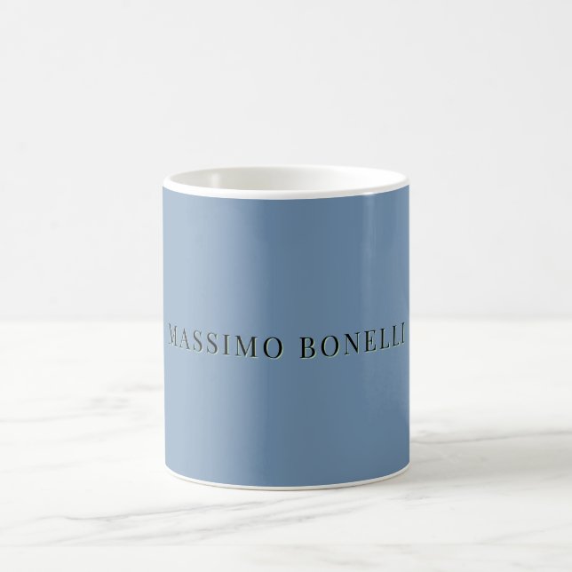 Blue Grey Minimalist Plain Legible Modern Coffee Mug (Center)