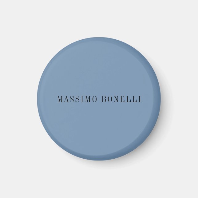 Blue Grey Minimalist Plain Legible Modern Magnet (Front)